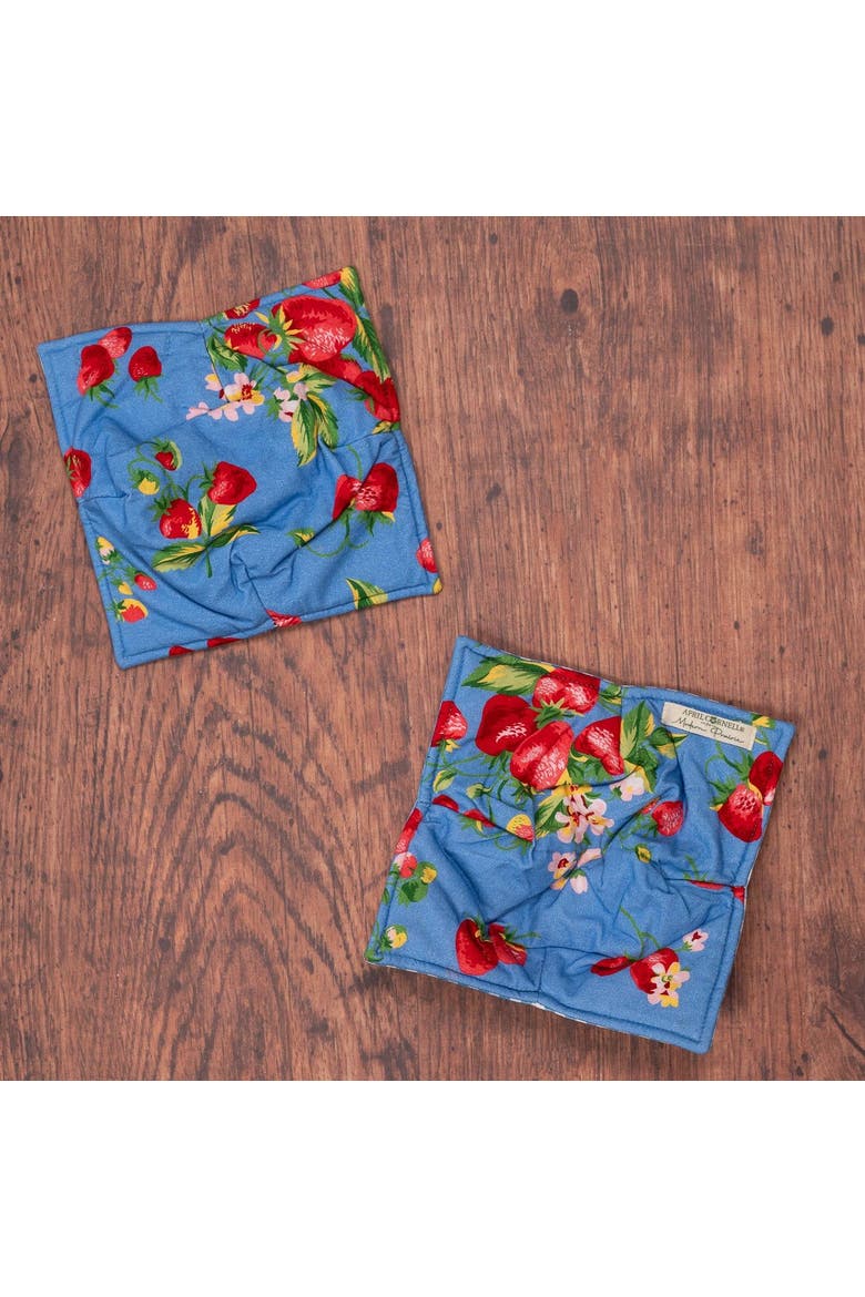 Strawberry Magic Bowl Cozies, Set of 2, Alternate, color, Blue