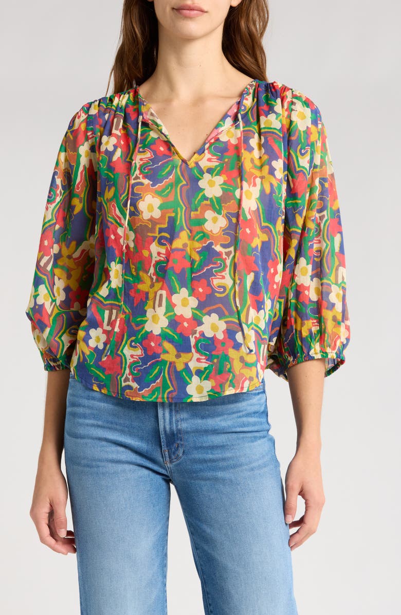 MOTHER The Breeze Tie Neck Top, Main, color, 