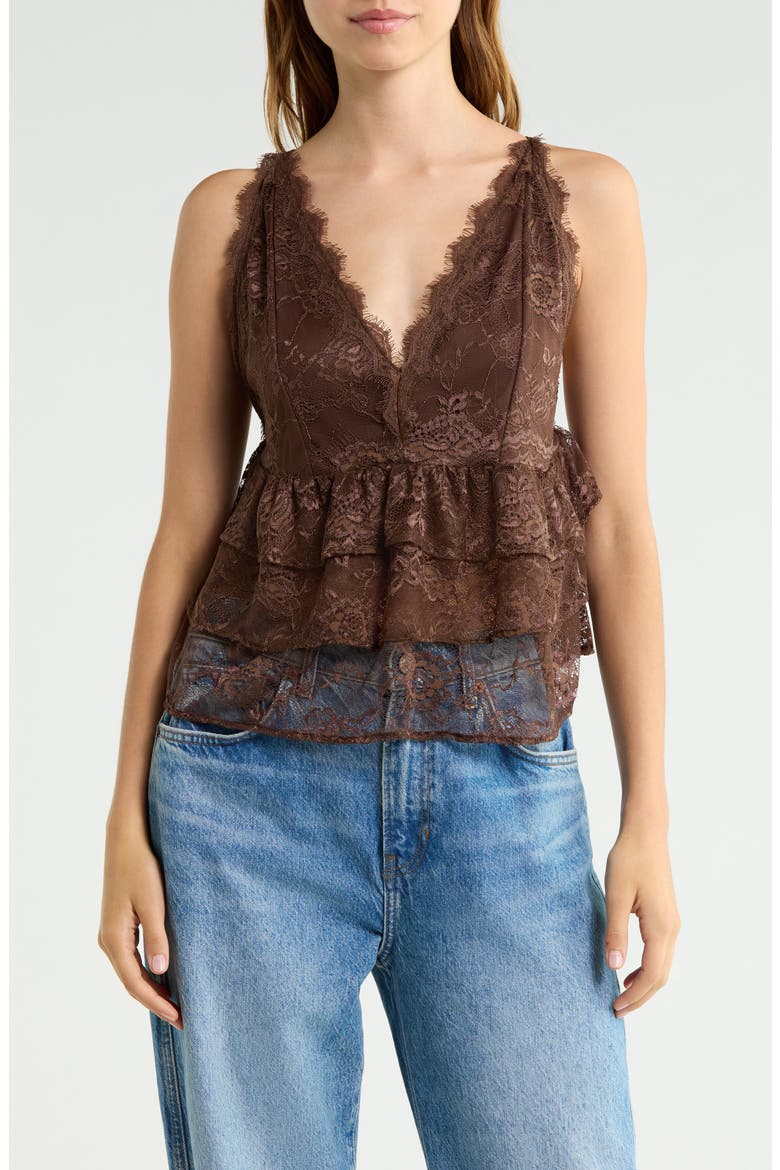 Lace Tiered Tank, Main, color, BROWN
