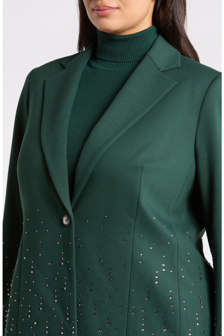 One-Button Embellished Blazer, Alternate, color, PINE FOREST