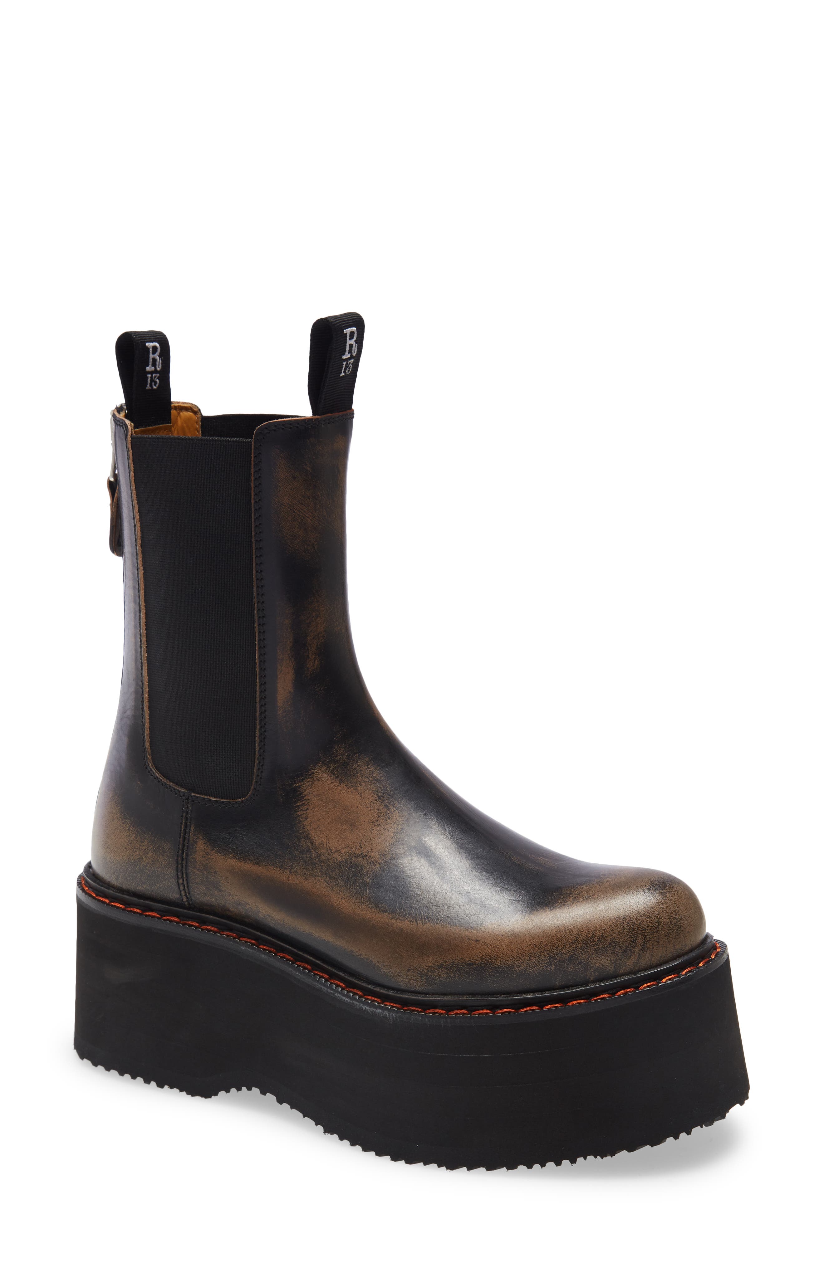 R13 Double Stack Platform Chelsea Boot, Main, color, 