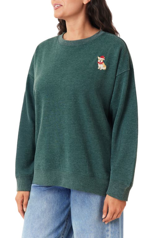 C&c California C & C California Nora Burn Embroidered Critter Fleece Sweatshirt In Green