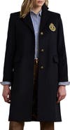 Lauren Ralph Lauren Crest Patch Wool Blend Reefer Coat
