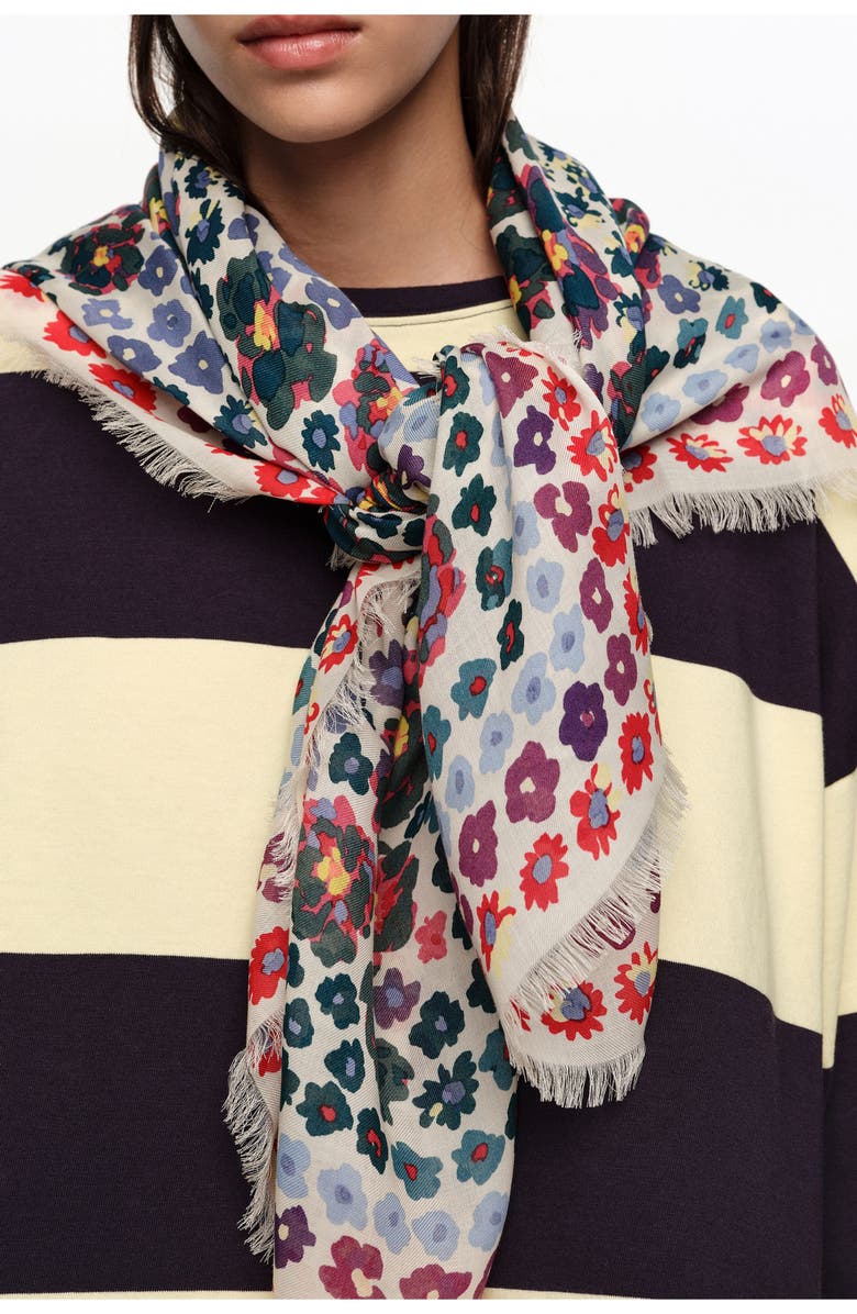 Bimba y Lola Floral Shawl SS26, Alternate, color, Off White