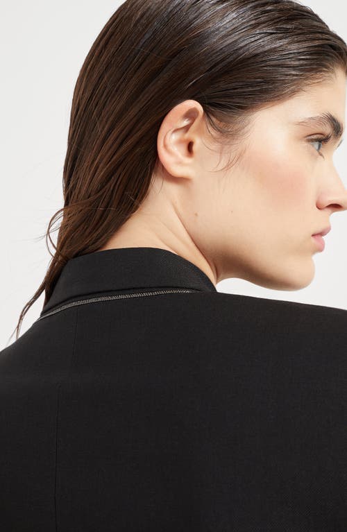 Brunello Cucinelli Linen Fluid Jacket With Shiny Details In Black