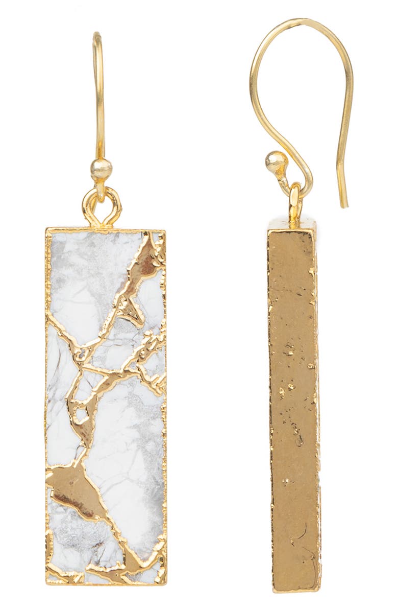 SAACHI 18K Gold Plated Mojave Turquoise Rectangle Drop Earrings, Alternate, color, 