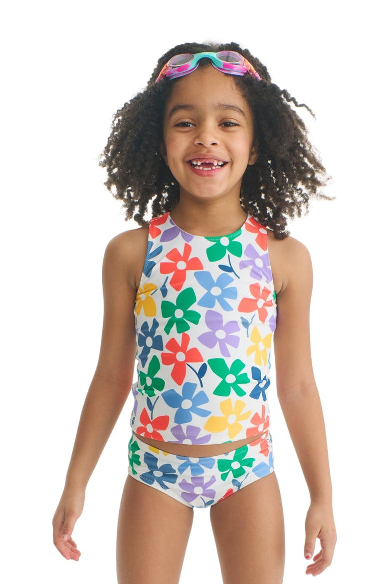 Kids Swim Bikini Bottom In Rainbow Blooms, Alternate, color, Multi Spring Blooms