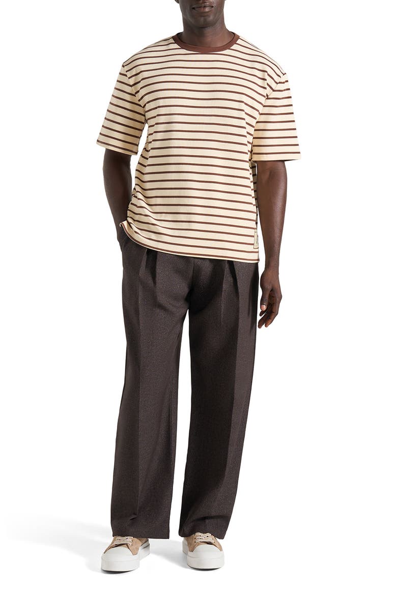 Riley Unisex Striped Relaxed Fit Cotton T-Shirt, Alternate, color, Cream/Brown