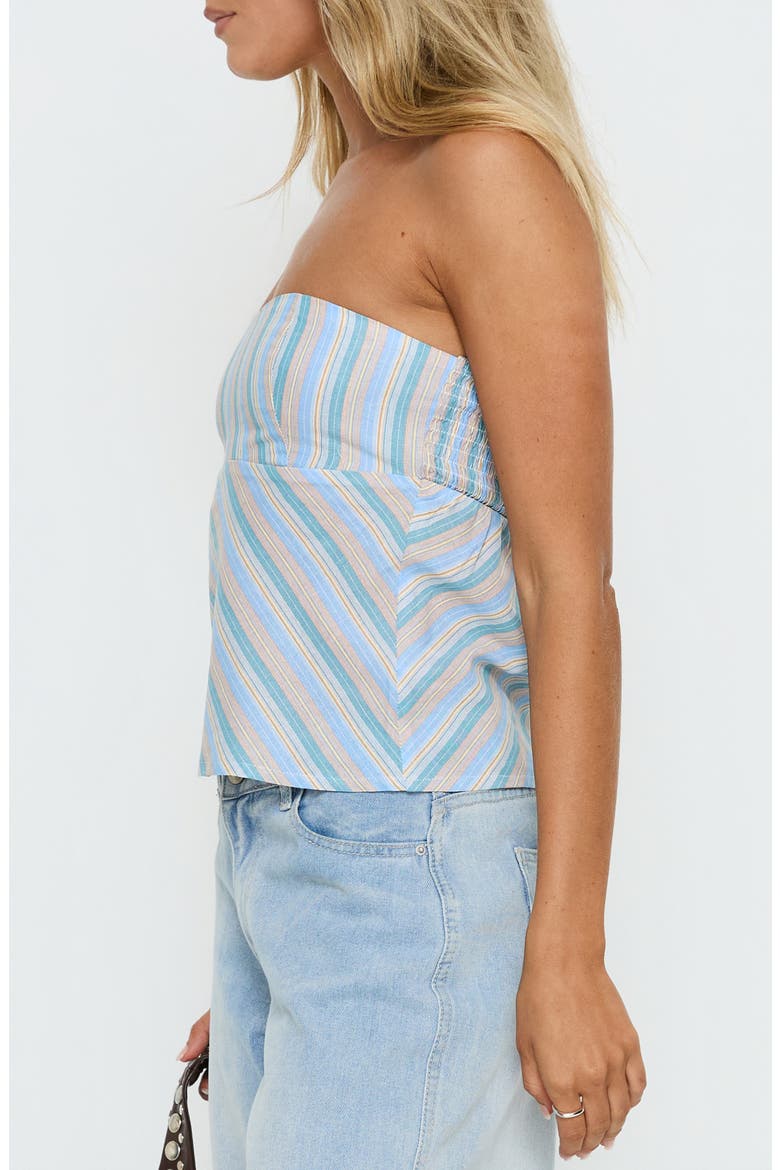 Elery Smocked Strapless Top, Alternate, color, BLUE STRIPE