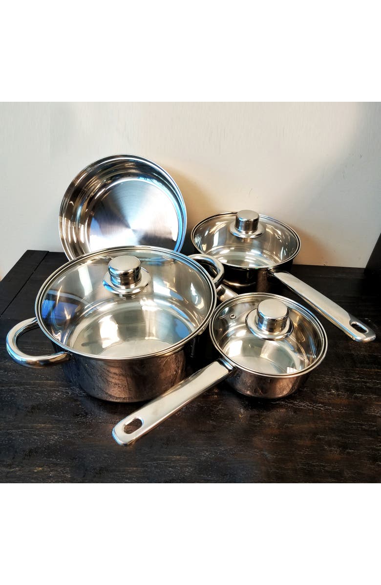 Gibson Home Landon 7-Piece Stainless Steel Cookware Set, Alternate, color, Silver