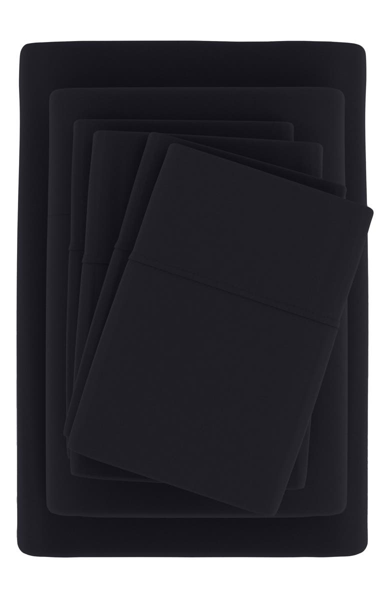 HOMESPUN Premium Ultra Soft 6 Piece Microfiber Solid Sheet Set, Alternate, color, Black