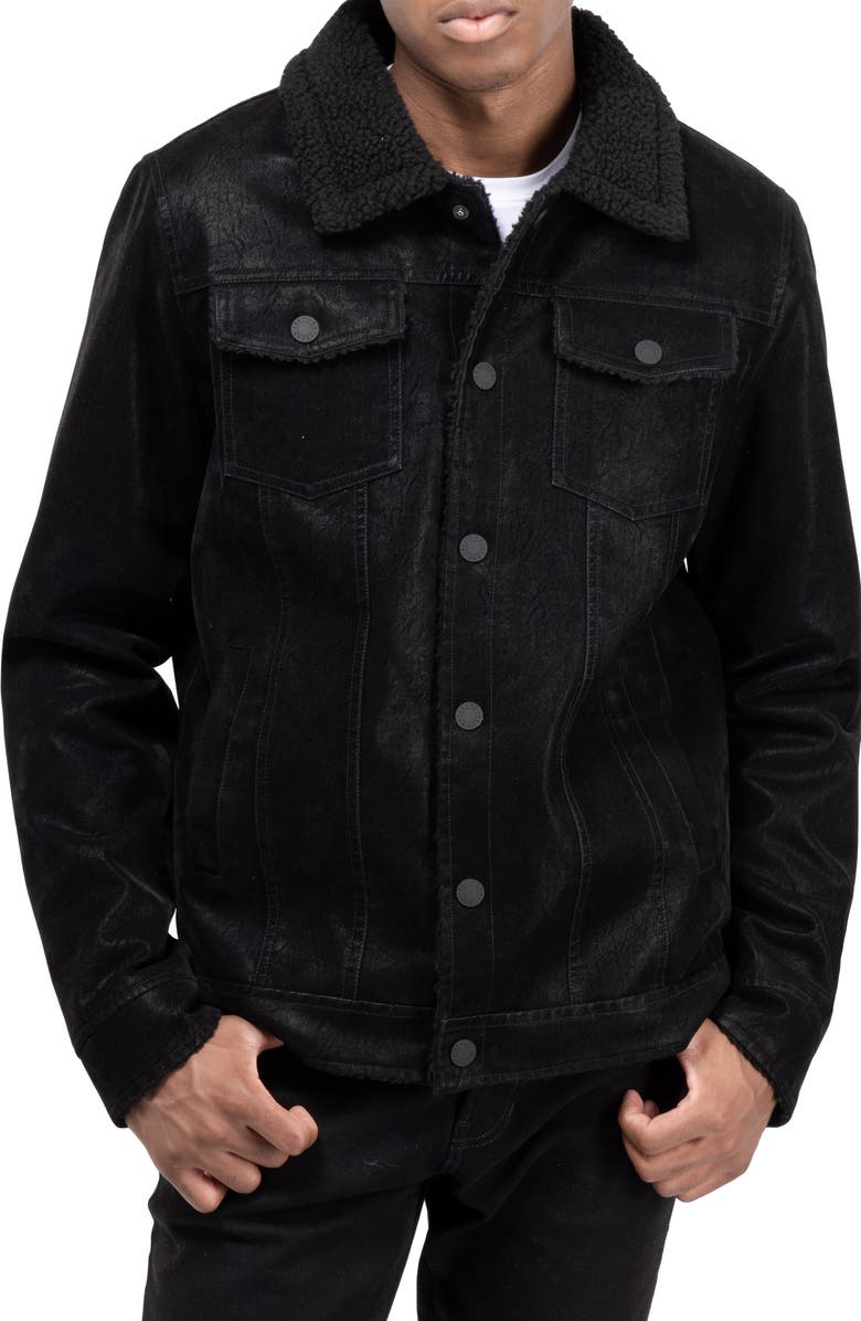 XRAY Faux Shearling Lined Trucker Jacket, Main, color, Black