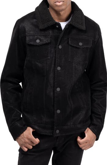 X-ray Xray Faux Shearling Lined Trucker Jacket In Black