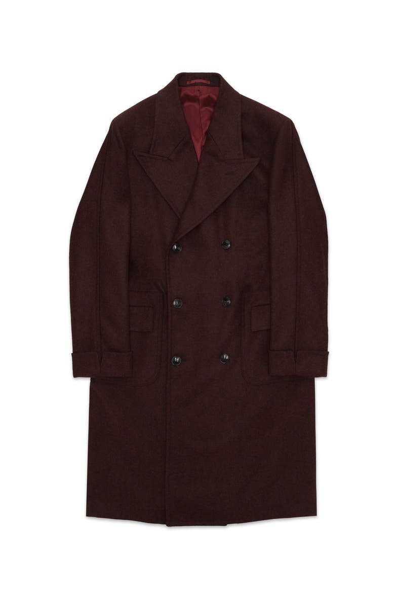 Classic Double Breasted Wool Coat, Main, color, Burgundy