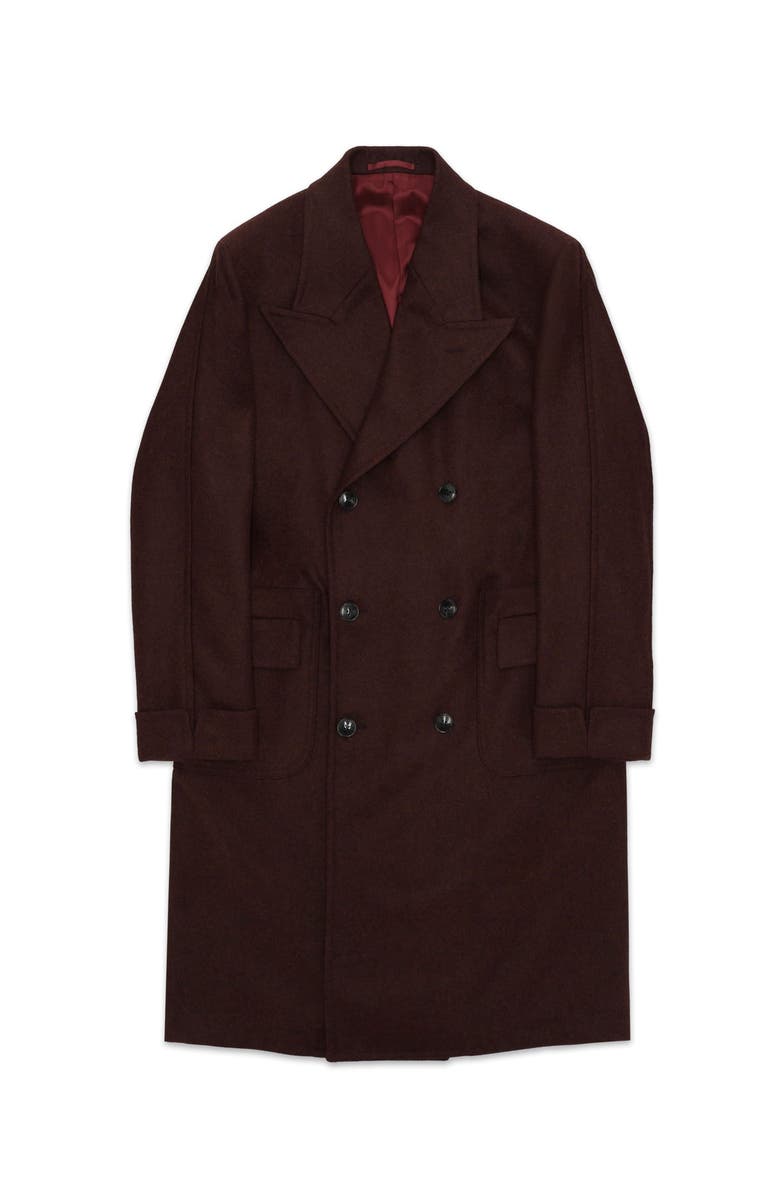 Fortela Classic Double Breasted Wool Coat, Main, color, Burgundy