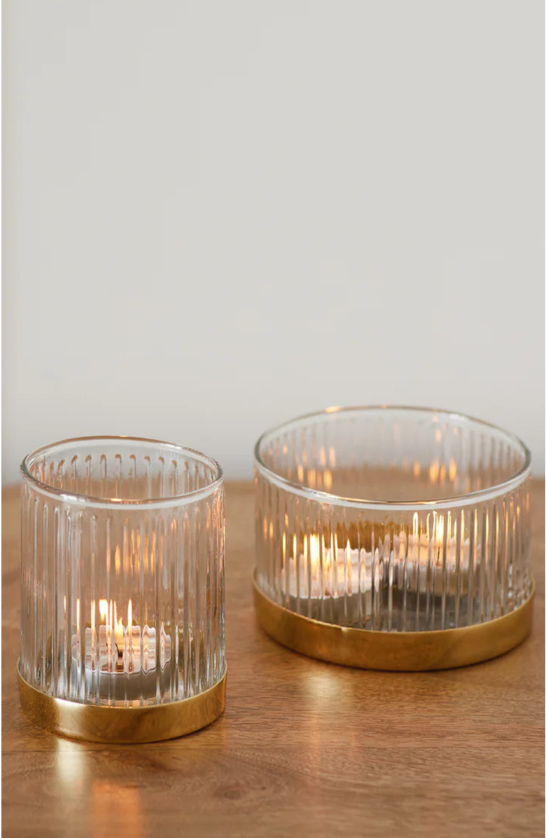 Fluted Glass Votive Set