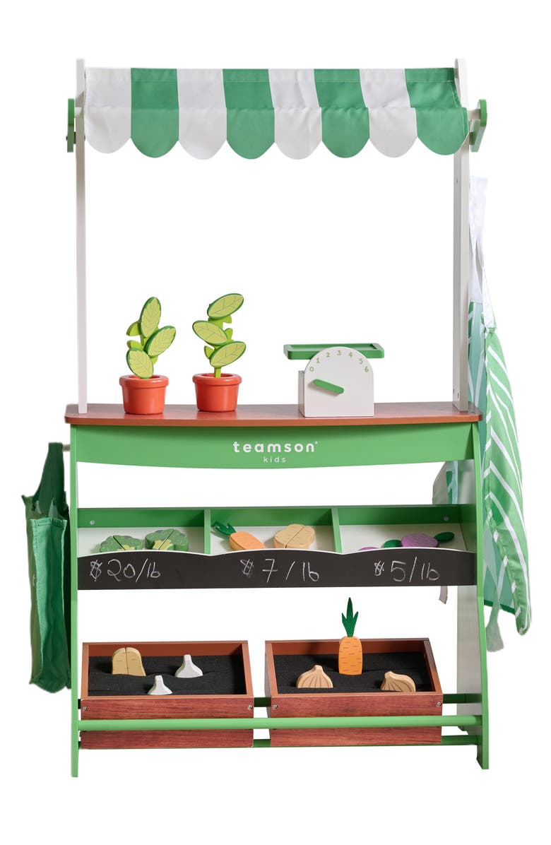 Teamson Kids Vermont Farmer's Market Stand Playset, Main, color, Green