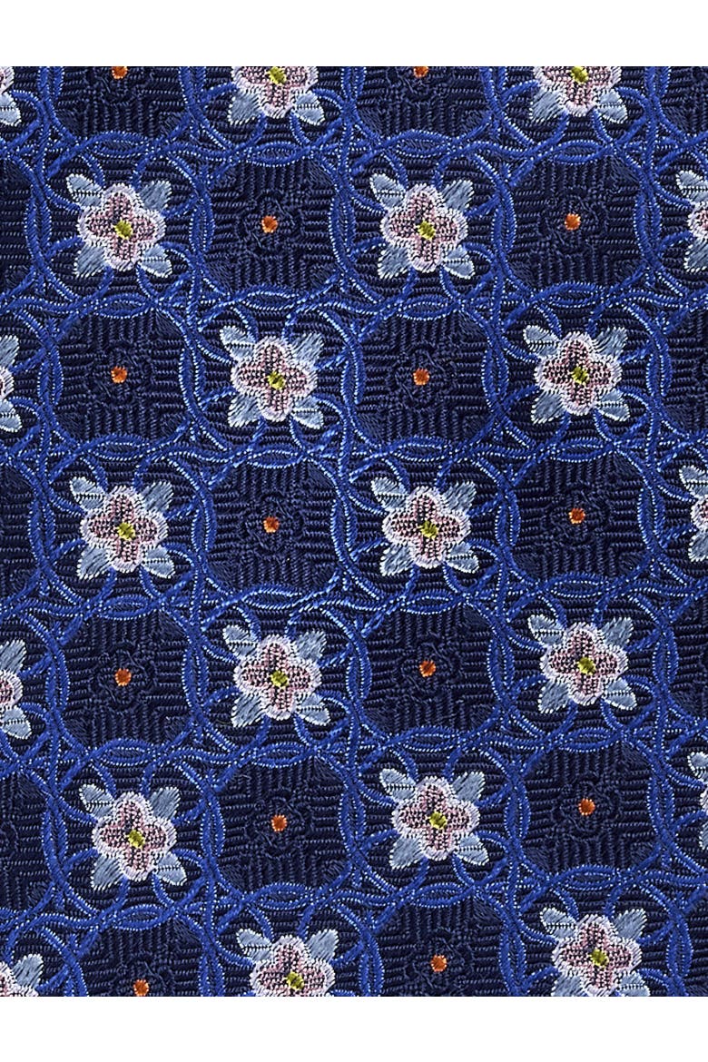 Big & Tall Floral Medallion Silk Tie, Alternate, color, BLUE