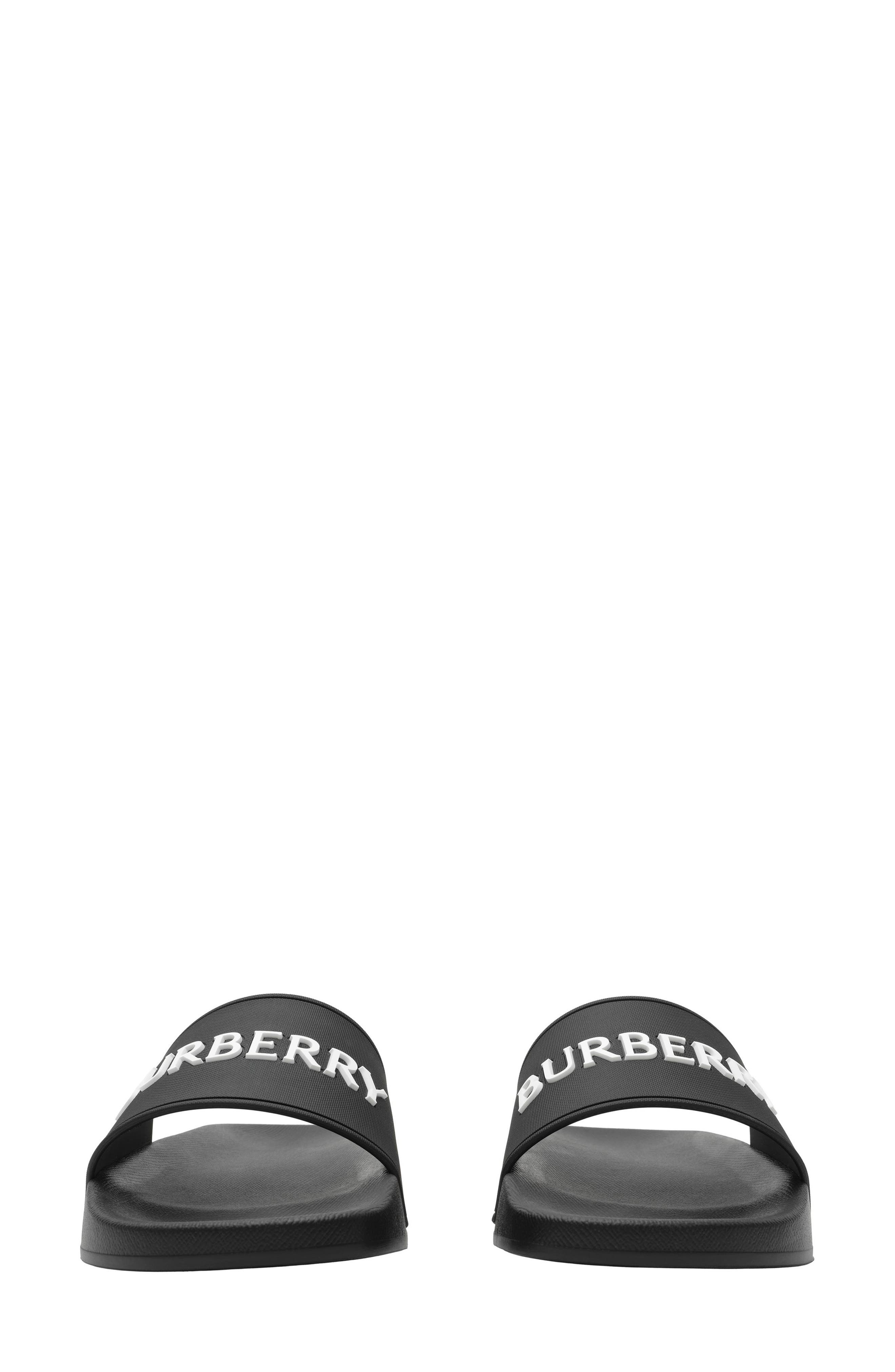 Burberry Furley Slide Sandal, Alternate, color, Black/ White