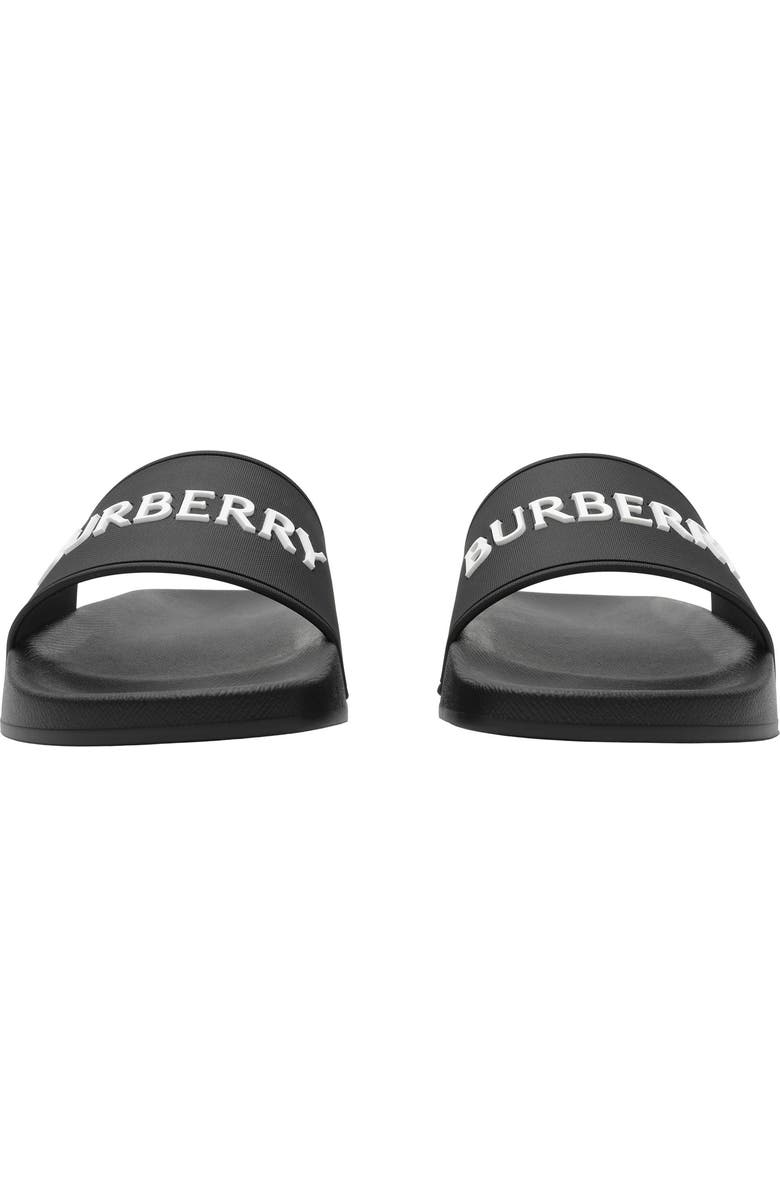 Burberry Furley Slide Sandal, Alternate, color, Black/ White