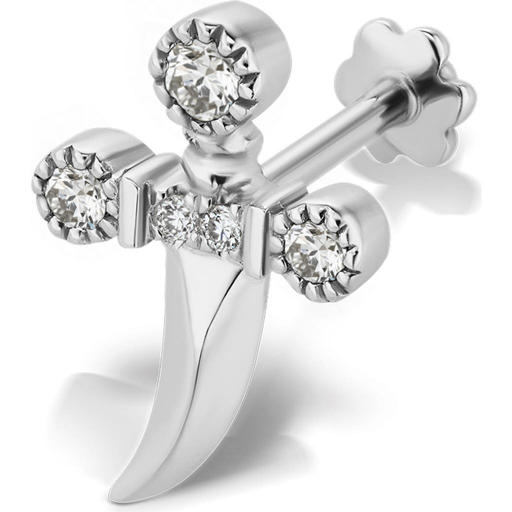 Maria Tash 18ct Diamond Trinity Hilt Dagger Single Threaded Stud Earring Left In Silver