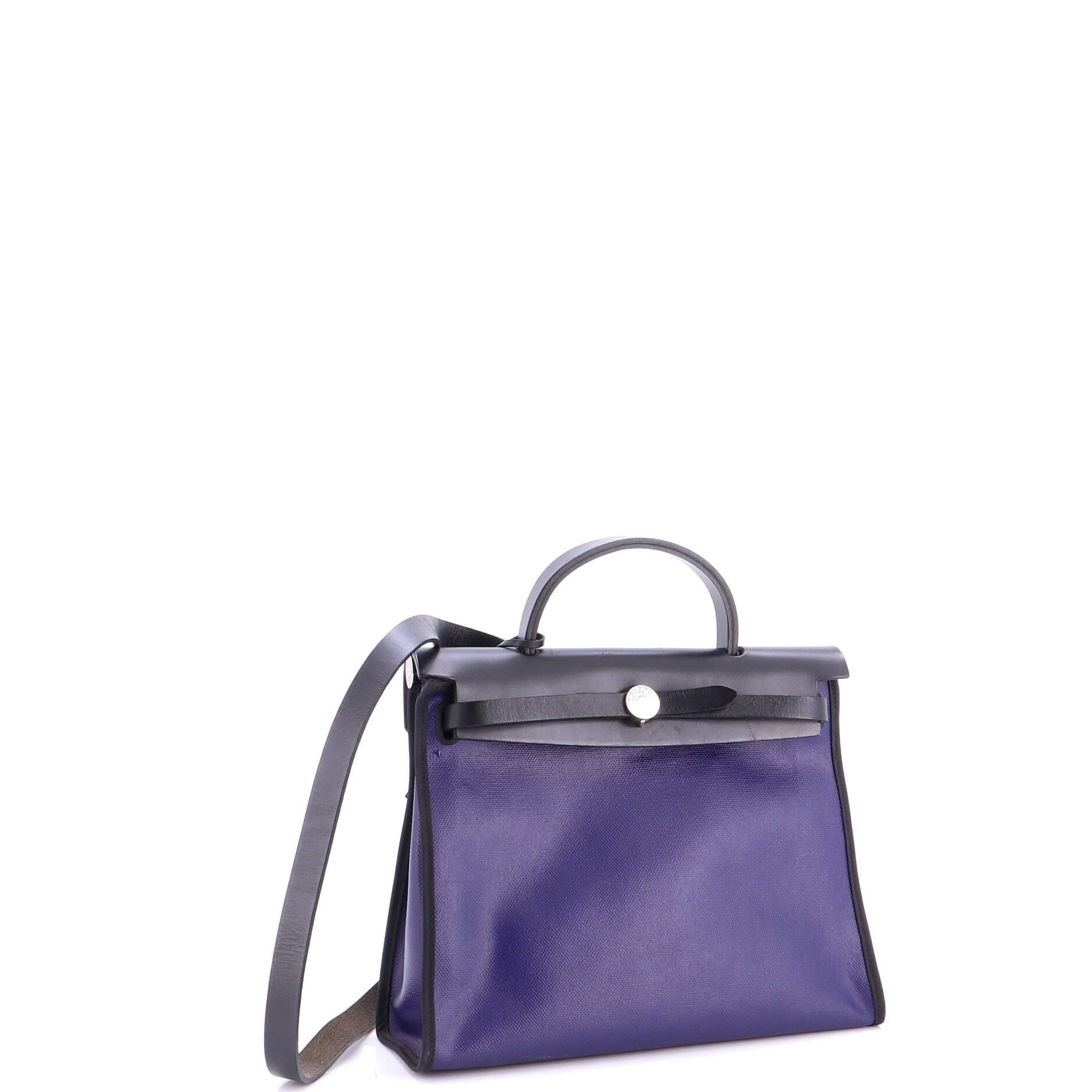 Herbag Zip Berline Vache Canvas and Leather 31, Alternate, color, Bleu Encre