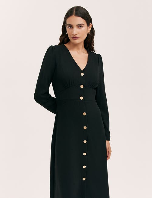 Finery London Caprice Long Sleeve Crepe Midi Dress In Black