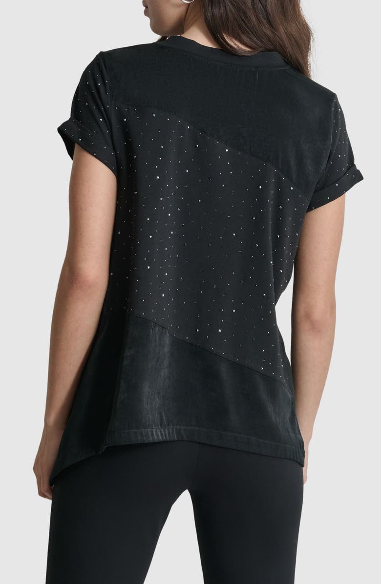 DKNY Studded Mixed Media T-Shirt, Alternate, color, 