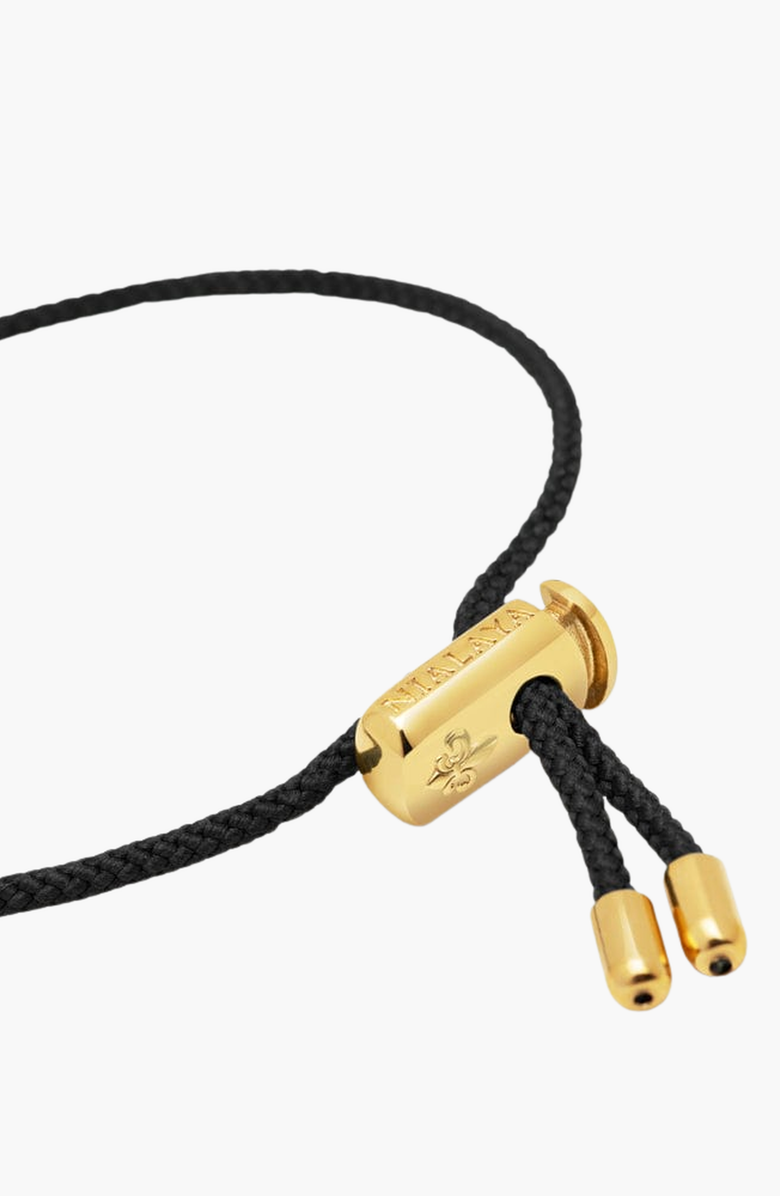Nialaya Black String Adjustable Gold Lock Bracelet, Alternate, color, Black / Gold