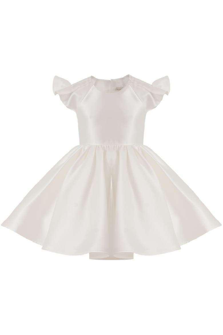 Ruffle Sleeve Flare Dress, Main, color, White