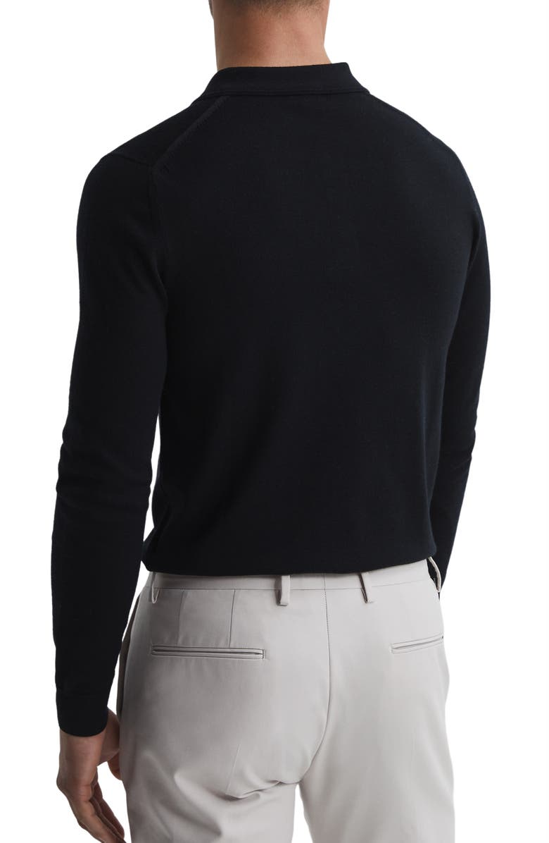 Reiss Trafford Long Sleeve Wool Polo Sweater, Alternate, color, Black