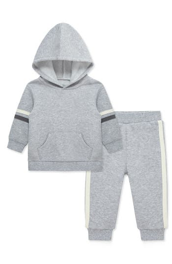 Little Me Pullover Hoodie & Sweatpants Set In Gray