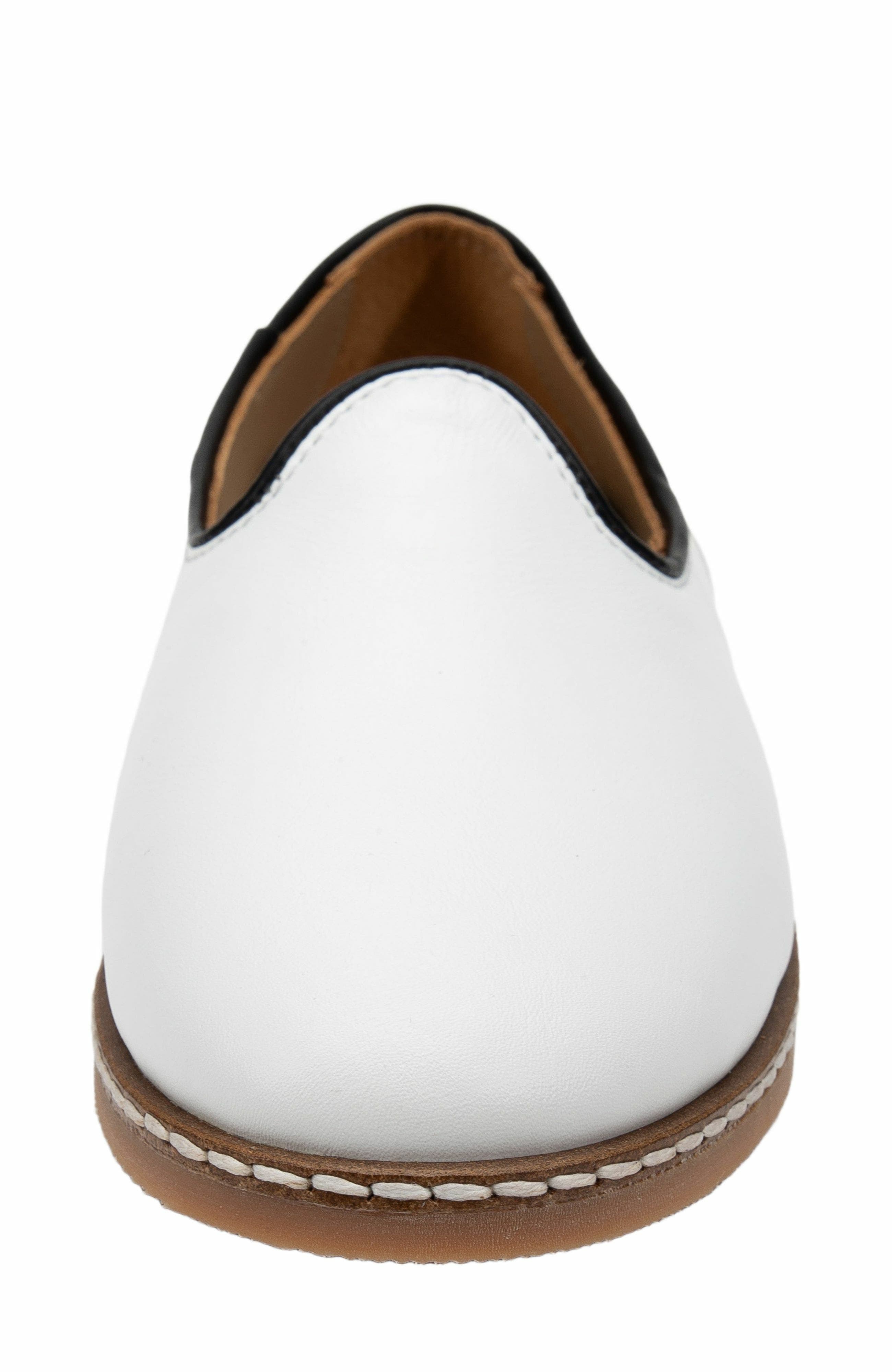 Dalya Leather Slip On Flats, Alternate, color, White Leather