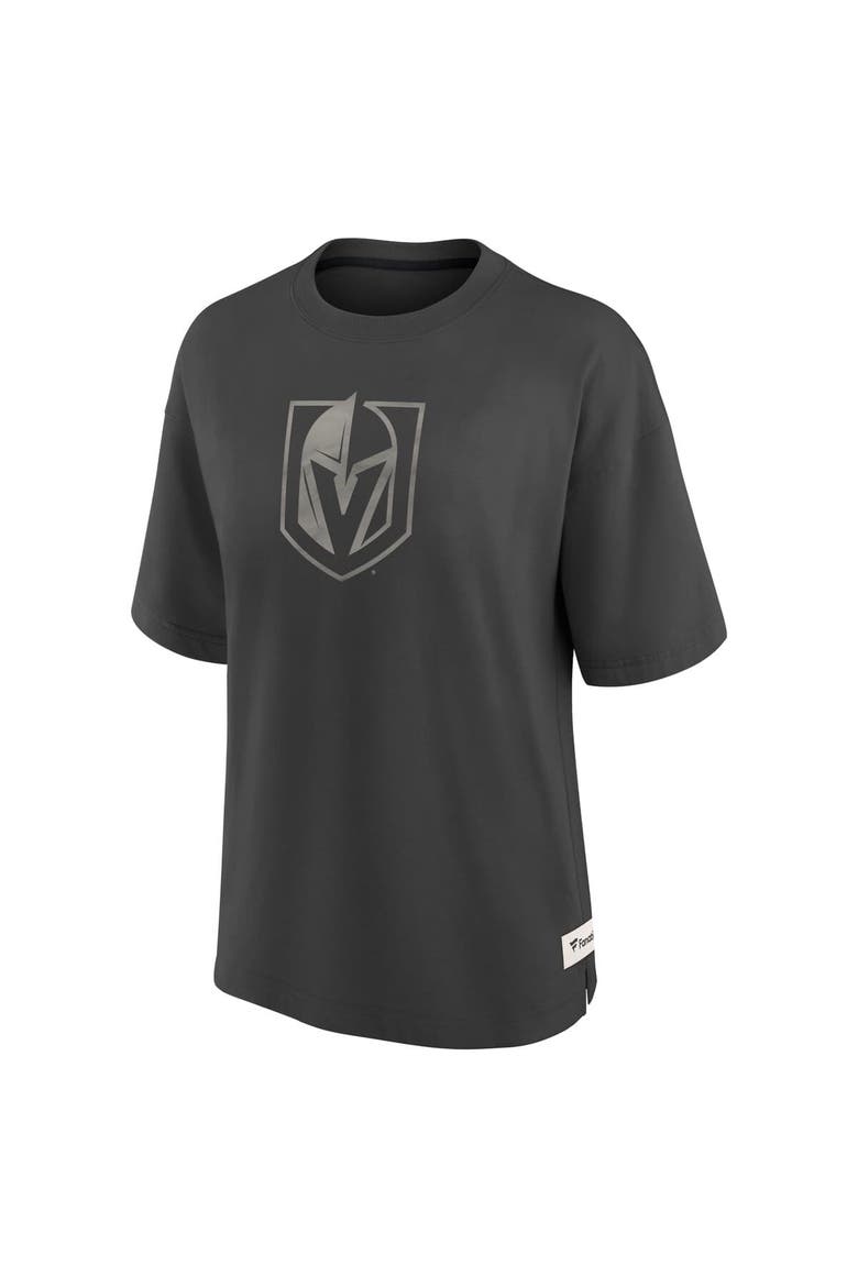 Women's Fanatics Charcoal Vegas Golden Knights Oversized Elements Raw Edge Future Ground T-Shirt, Alternate, color, Charcoal