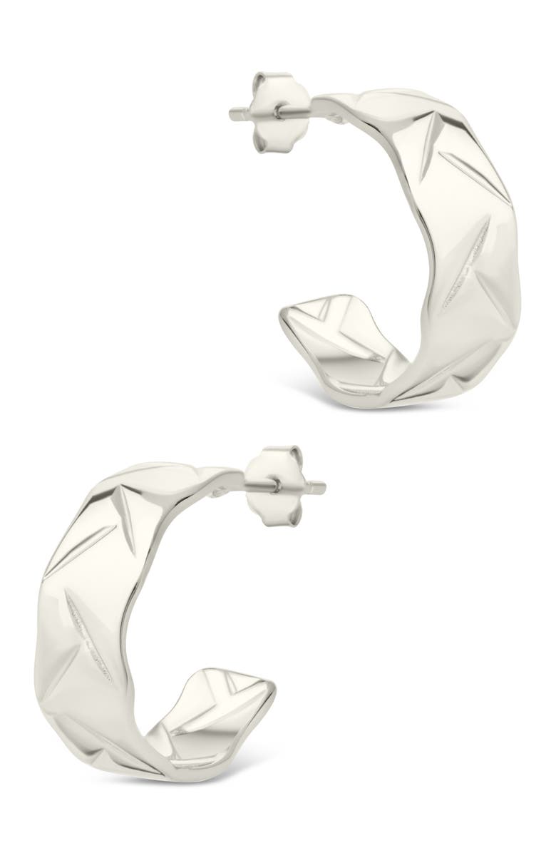 Sterling Forever Ashton Texture Hoop Earrings, Alternate, color, Silver