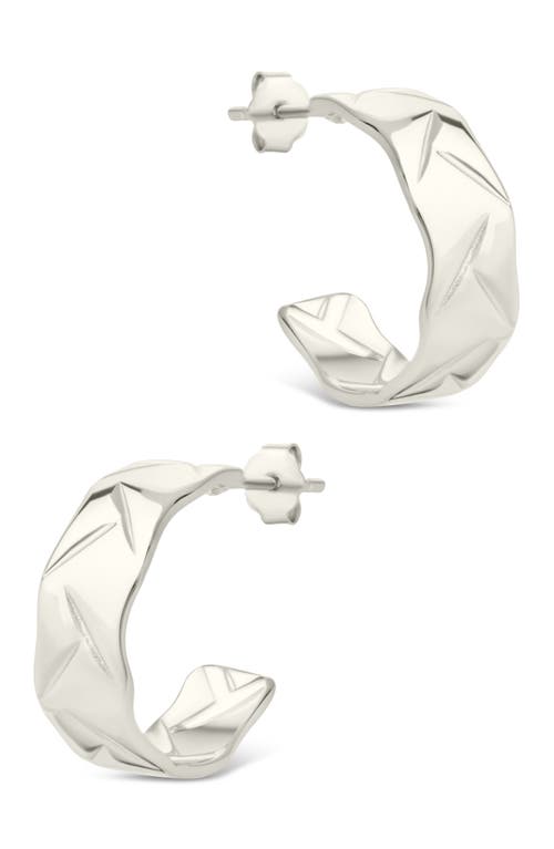 Sterling Forever Ashton Texture Hoop Earrings In Silver