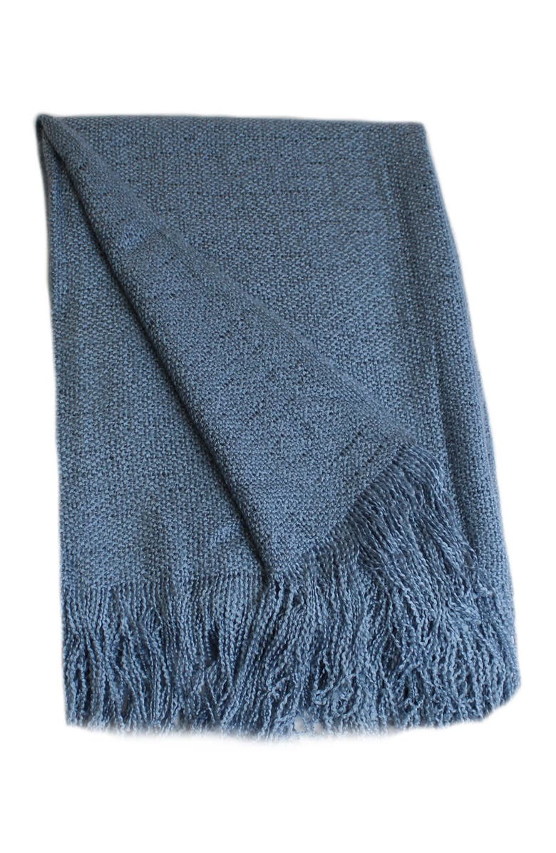 BELLE EPOQUE Solid Acrylic Throw 50"X70"+4" Fringe Blue, Main, color, 
