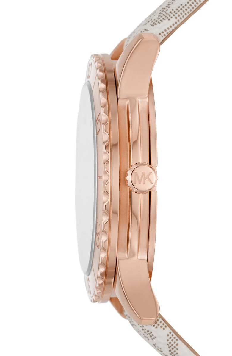 Michael Kors MICHAEL Michael Kors Runway Pavé MK Logo Canvas Strap Watch, 40mm, Alternate, color, 