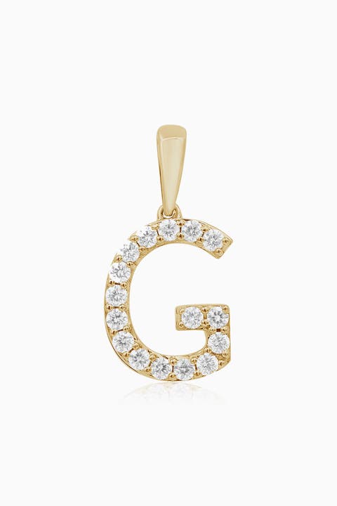 14K Gold Luxe Letter Diamond Initial Pendant Charm
