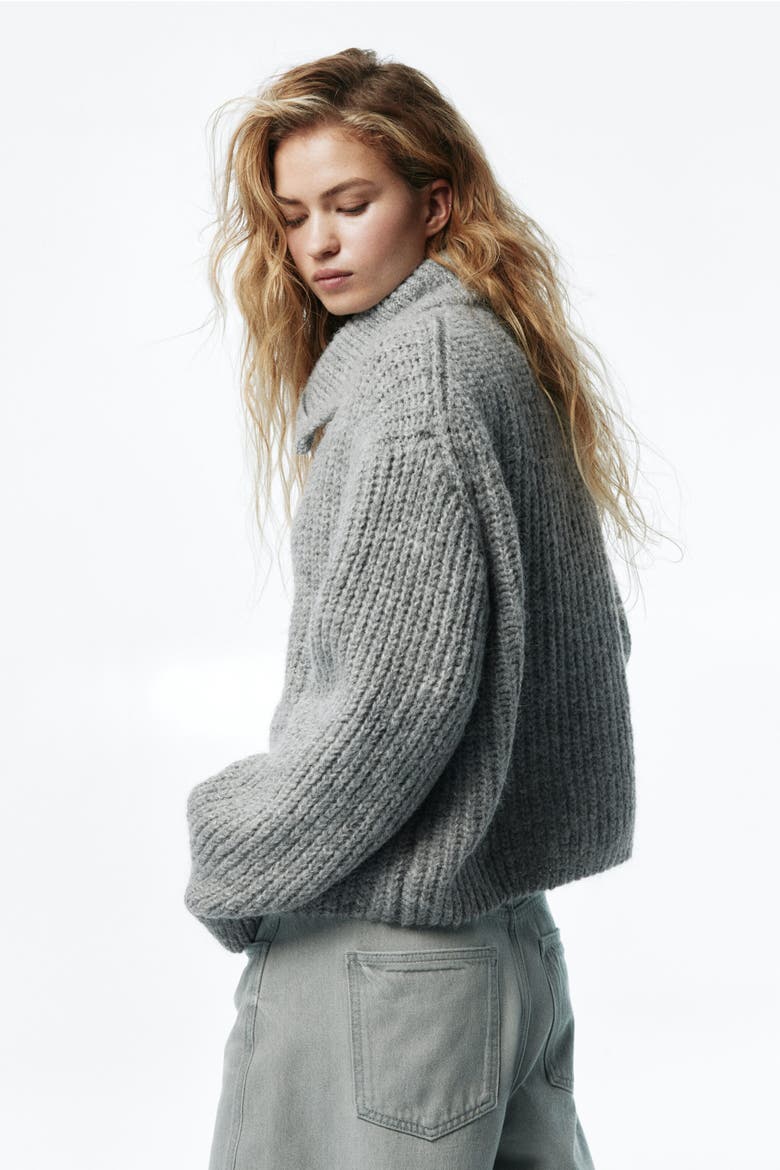 Zip-through Cardigan, Alternate, color, Light gray melange