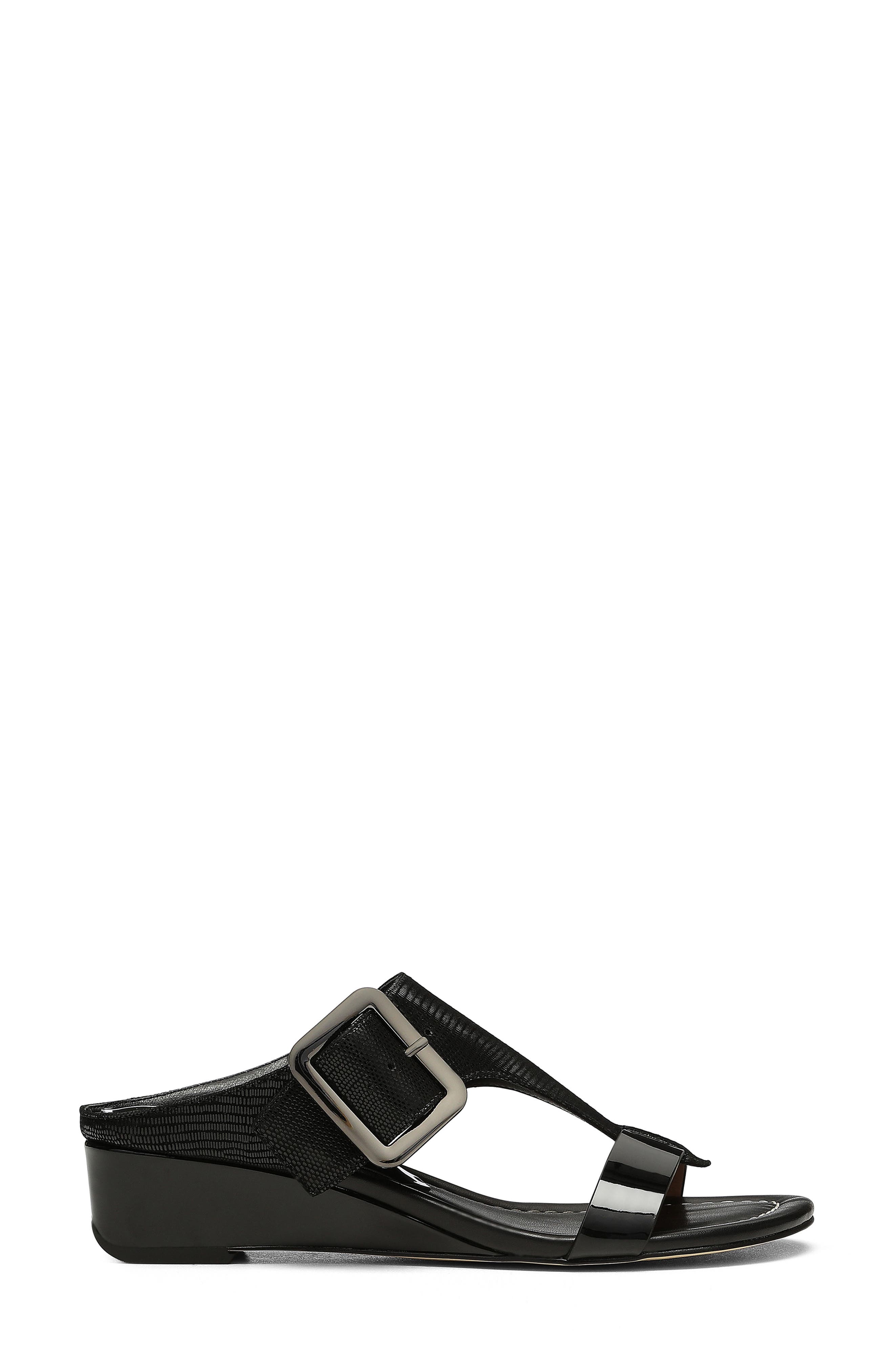 Donald Pliner Vine Buckled Wedge Sandal, Alternate, color, Black