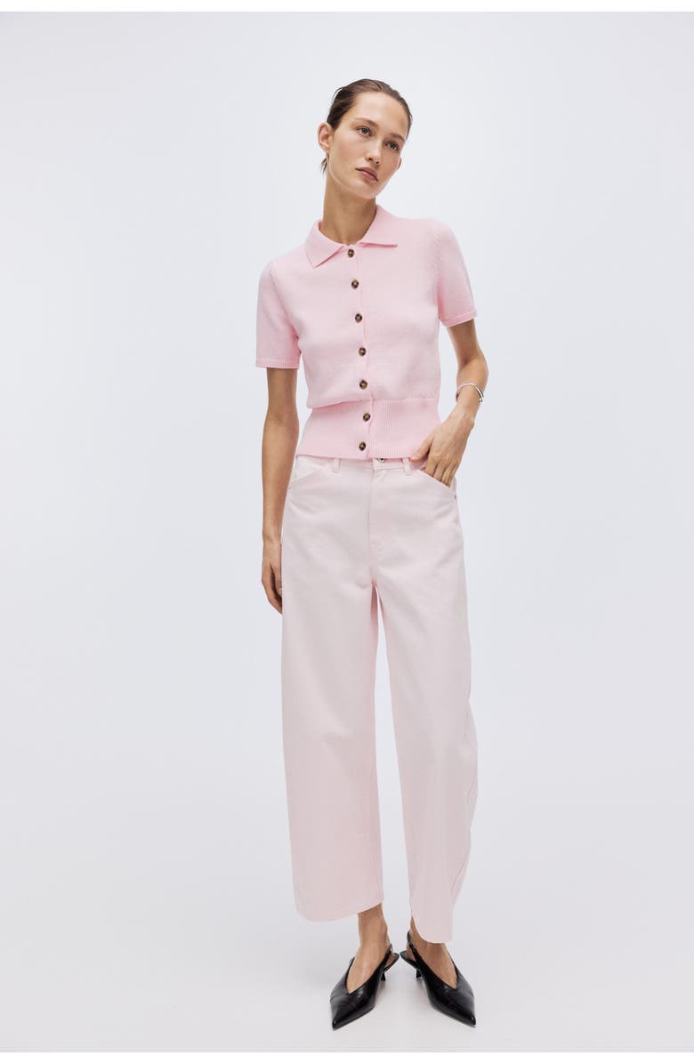 H&M Short-sleeved Cardigan, Alternate, color, Light Pink