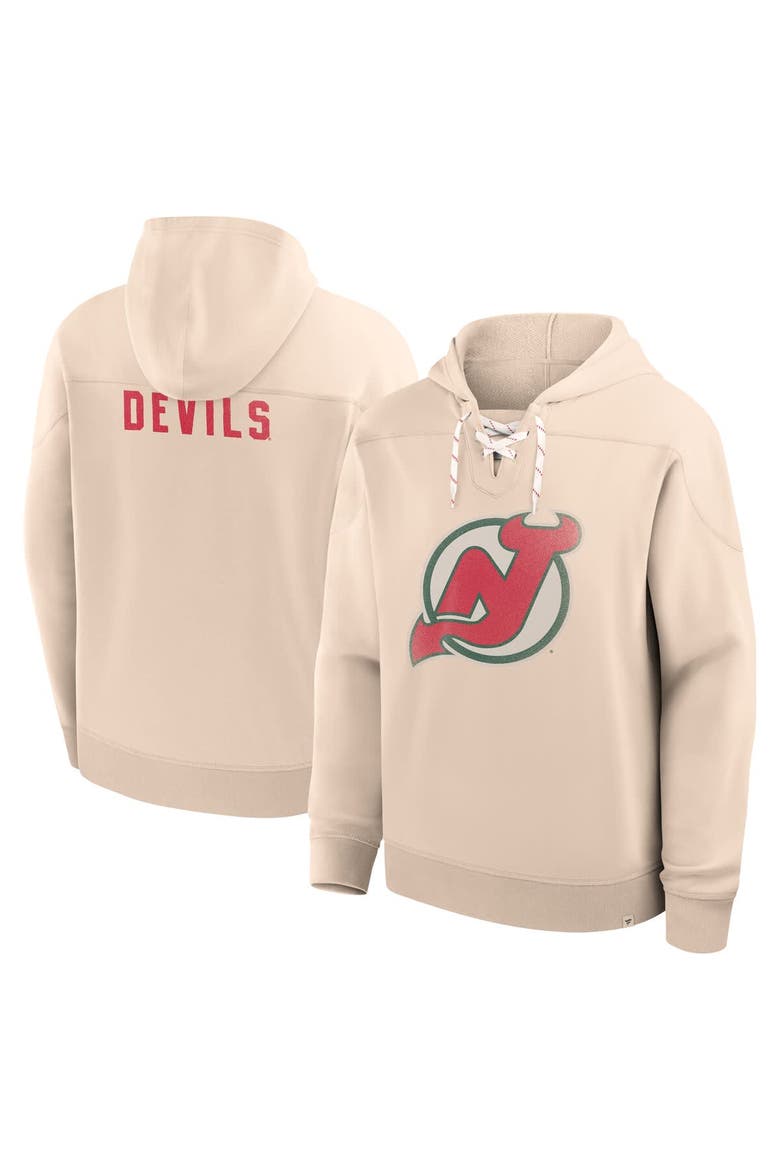 Men's Fanatics Cream New Jersey Devils Vintage Hoodie, Main, color, Cream