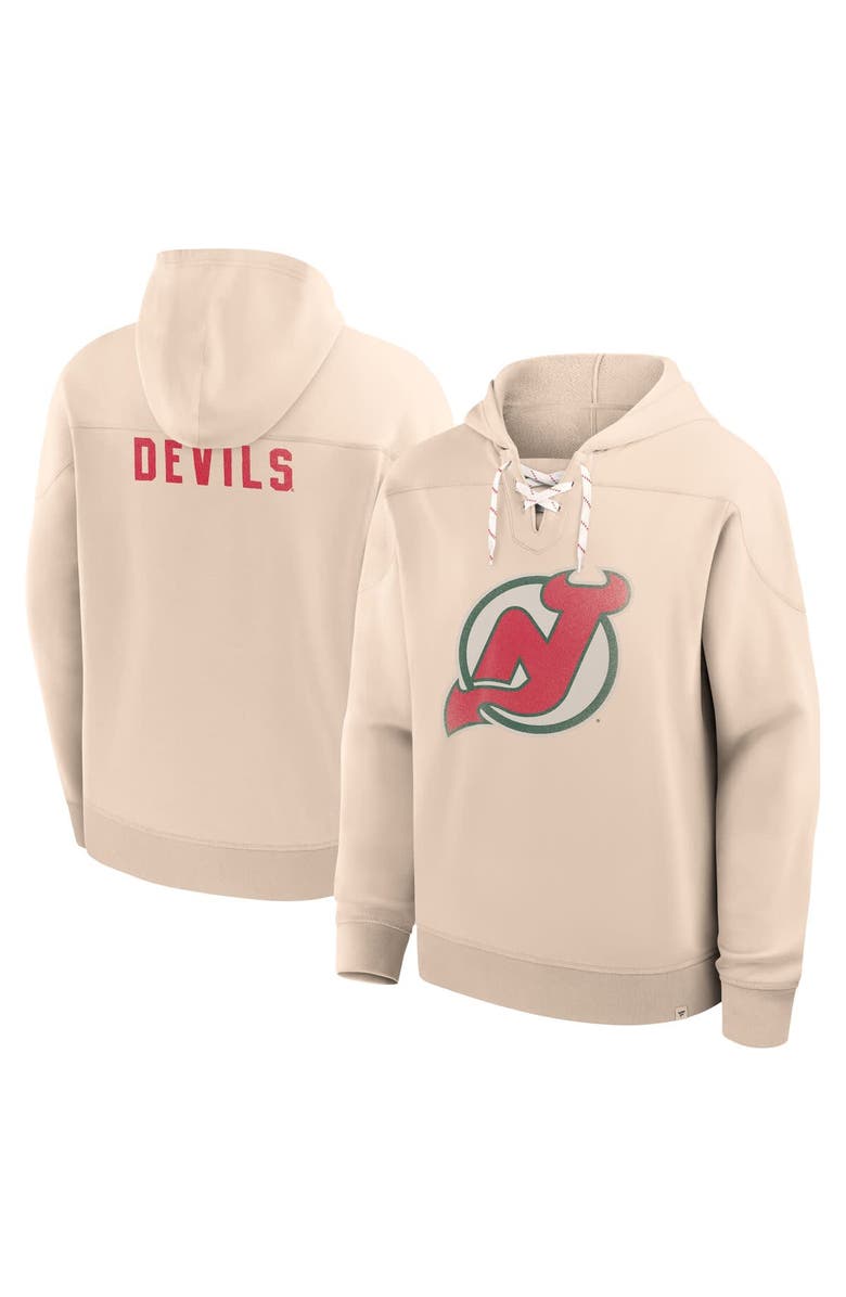 FANATICS Men's Fanatics Cream New Jersey Devils Vintage Hoodie, Main, color, Cream