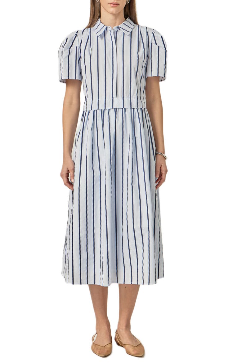 Stripe A-Line Dress, Main, color, BLUE STRIPE