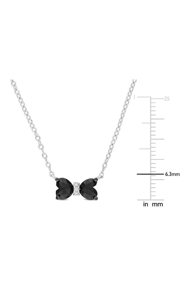Black Diamond & White Diamond Bow Pendant Necklace, Alternate, color, BLACK