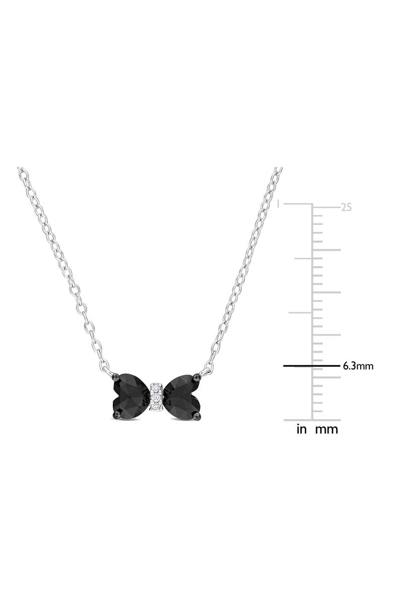 DELMAR Black Diamond & White Diamond Bow Pendant Necklace, Alternate, color, Black