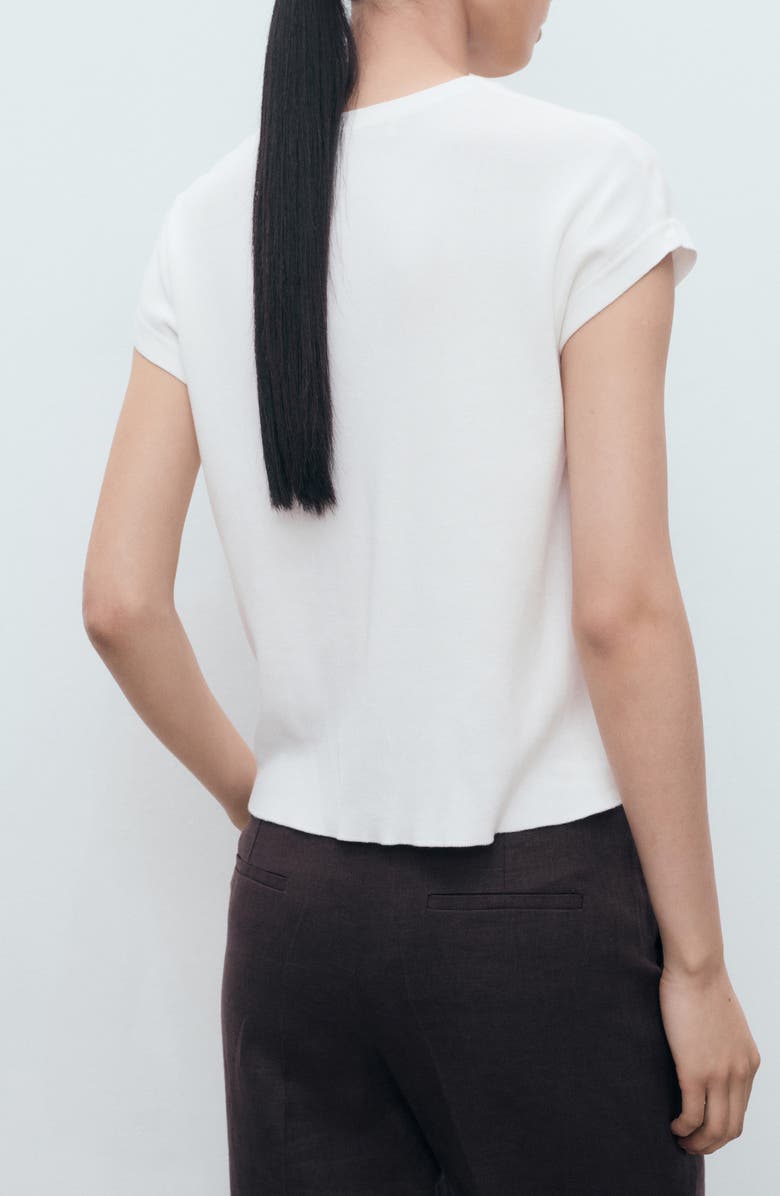 MANGO Short Sleeve Cotton Blend Sweater, Alternate, color, White