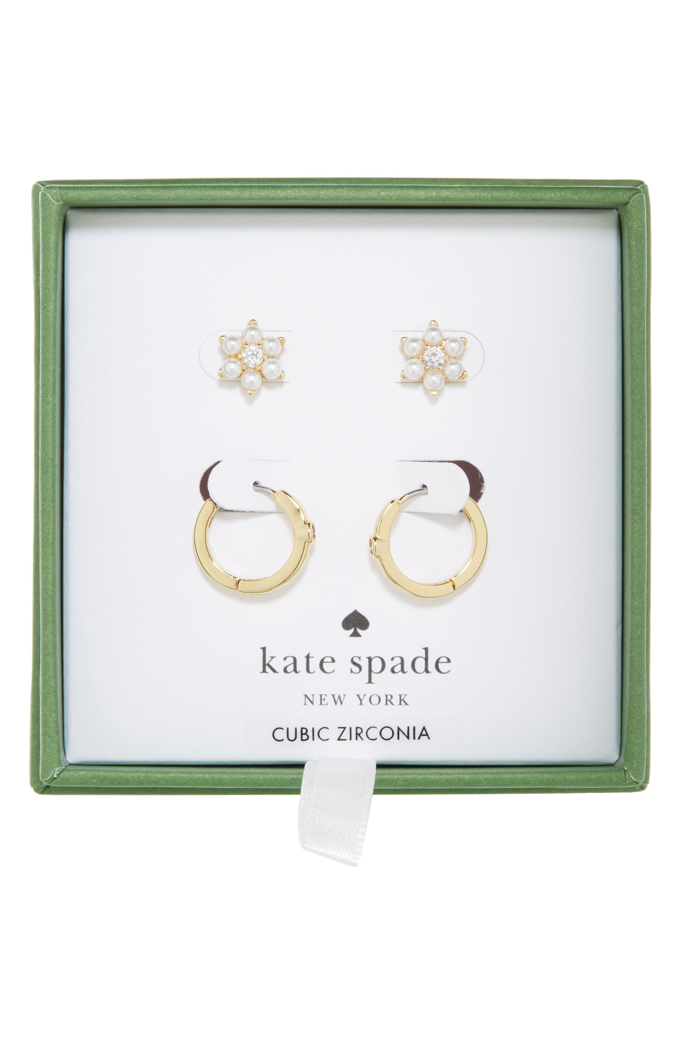 Kate Spade New York set of 2 faux pearl cluster hoop earrings