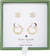 Kate Spade New York set of 2 faux pearl cluster hoop earrings